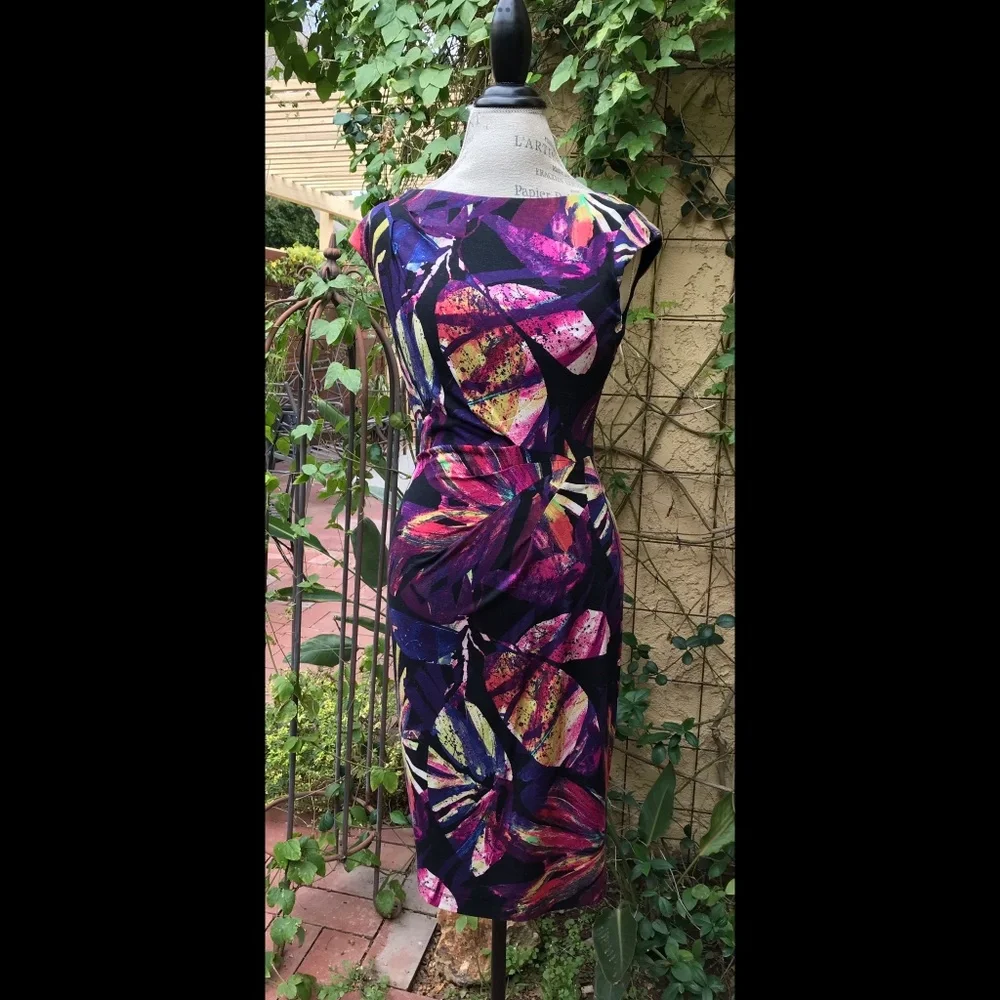 Suzy Chin For Maggie Boutique Stunning & Colorful Foliate Print Dress Sz…